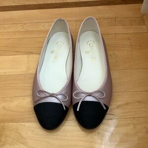CHANEL LIGHT PINK SIZE 37 LEATHER BALLET FLATS